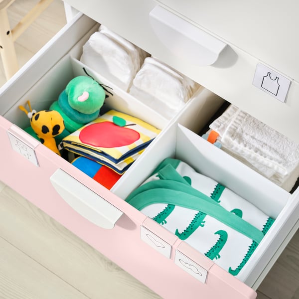 SMÅSTAD - Changing table, pale pink/with 3 drawers, 90x79x100 cm