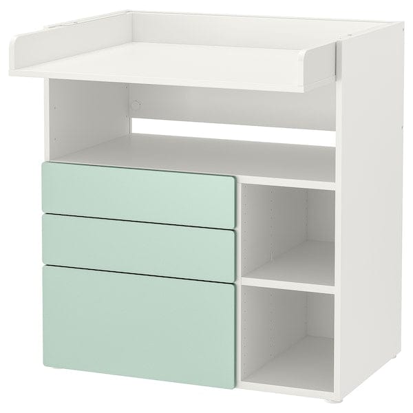 Ikea SMÅSTAD - Changing table, white light green/with 3 drawers, 90x79x100 cm