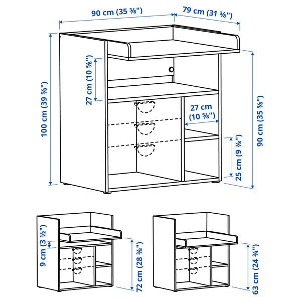 SMÅSTAD - Changing table/desk, white