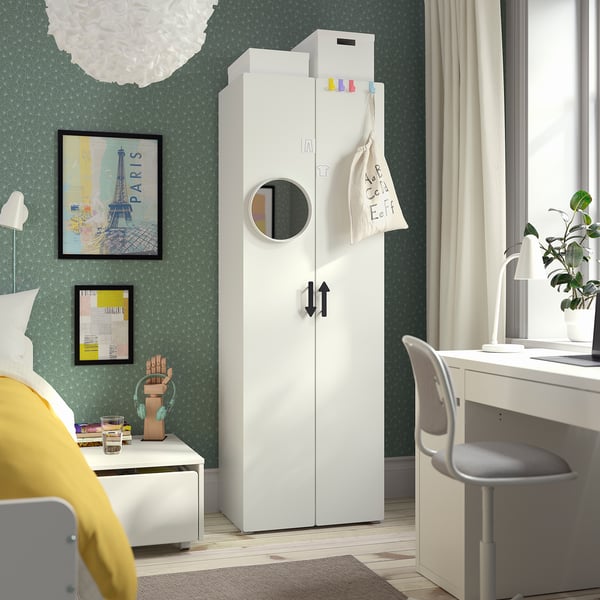 SMÅSTAD wardrobe, white/white, 60x42x181 cm