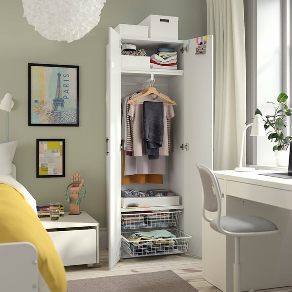 SMÅSTAD wardrobe, white/white, 60x42x181 cm