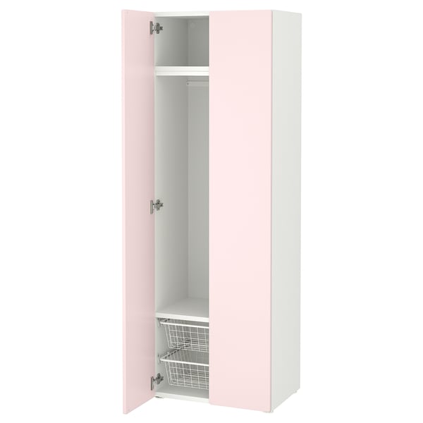 SMÅSTAD wardrobe, white/pale pink, 60x42x181 cm