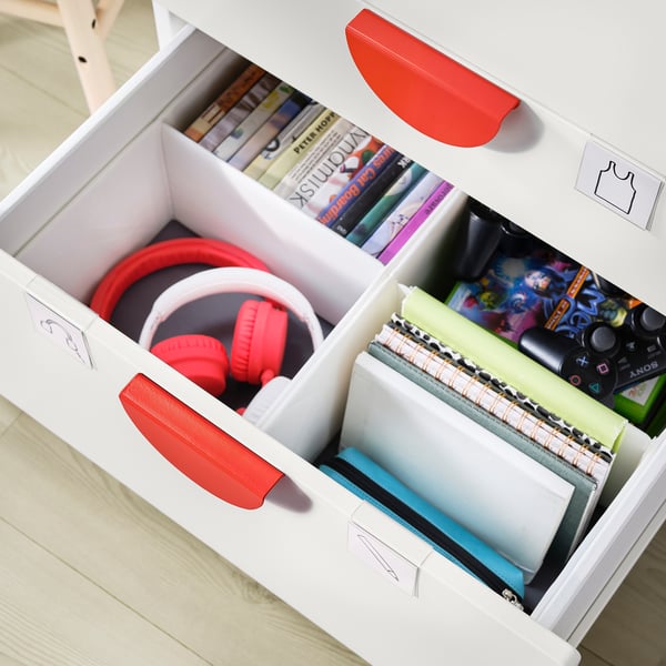 SMÅSTAD loft bed, white birch/with desk with 3 drawers, 90x200 cm