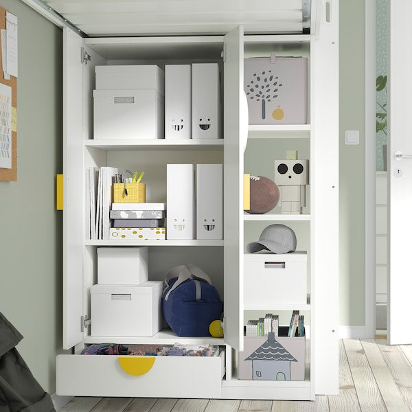 SMÅSTAD - Loft bed, white white/with desk with 2 shelves, 90x200 cm