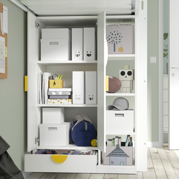 SMÅSTAD - SMÅSTAD Loft bed, white white/with desk with 2 shelves, 90x200 cm
