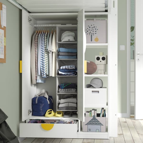 SMÅSTAD - SMÅSTAD Loft bed, white grey/with desk with 3 drawers, 90x200 cm