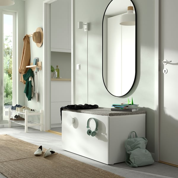 SMÅSTAD bench with toy storage, white/white, 90x52x48 cm