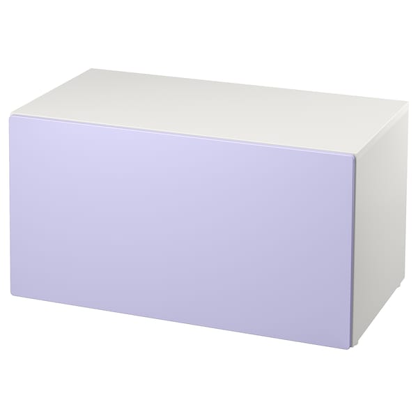 SMÅSTAD - Bench with toy storage, white/lilac, 90x52x48 cm