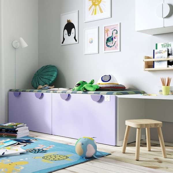 Ikea SMÅSTAD - Bench with toy storage, white/lilac, 90x52x48 cm