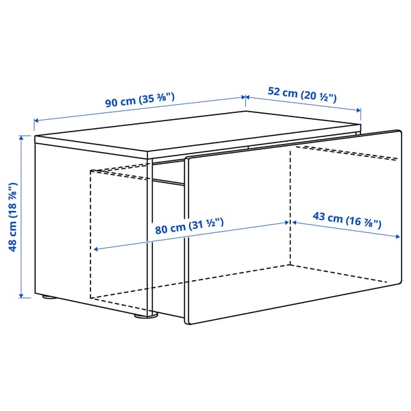 SMÅSTAD - Bench with toy storage, white/pale pink, 90x52x48 cm