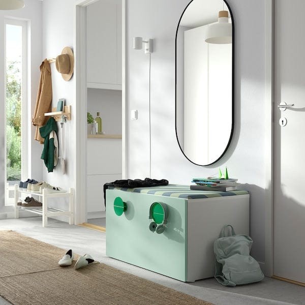 Ikea SMÅSTAD - Bench with toy storage, white/light green, 90x52x48 cm
