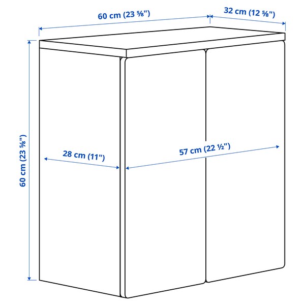 SMÅSTAD - Wall cabinet, white white/with 1 shelf, 60x32x60 cm