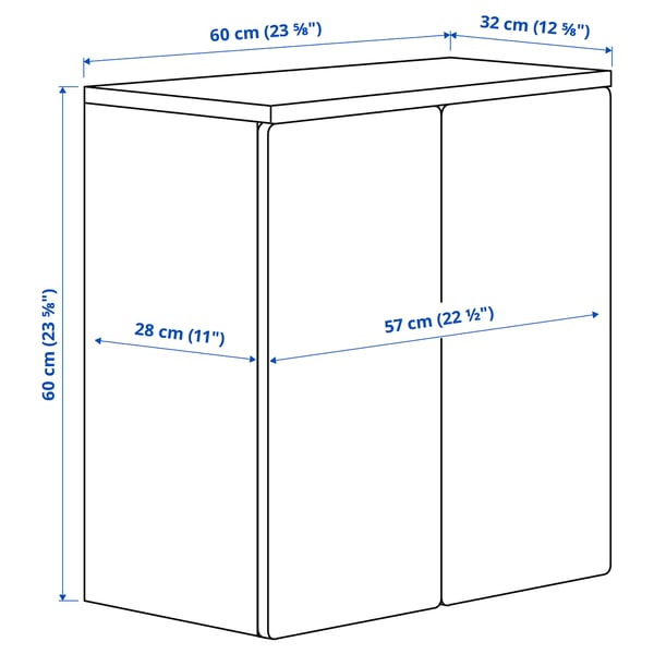SMÅSTAD - SMÅSTAD Wall cabinet, white white/with 1 shelf, 60x32x60 cm