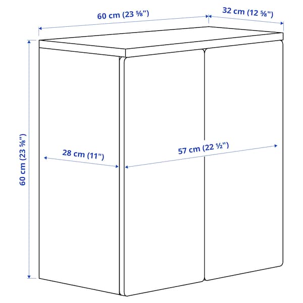 SMÅSTAD - Wall cabinet, white blue/with 1 shelf, 60x32x60 cm