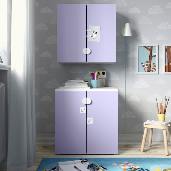 SMÅSTAD - Wall cabinet, lilac white/with 1 shelf,60x32x60 cm