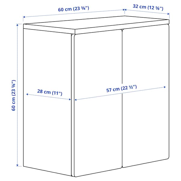 SMÅSTAD - Wall cabinet, white lilac/with 1 shelf, 60x32x60 cm
