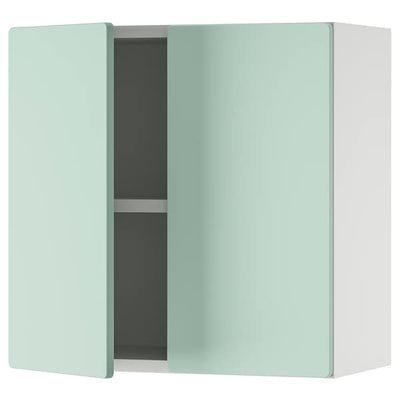 SMÅSTAD - Wall cabinet, white light green/with 1 shelf,60x32x60 cm