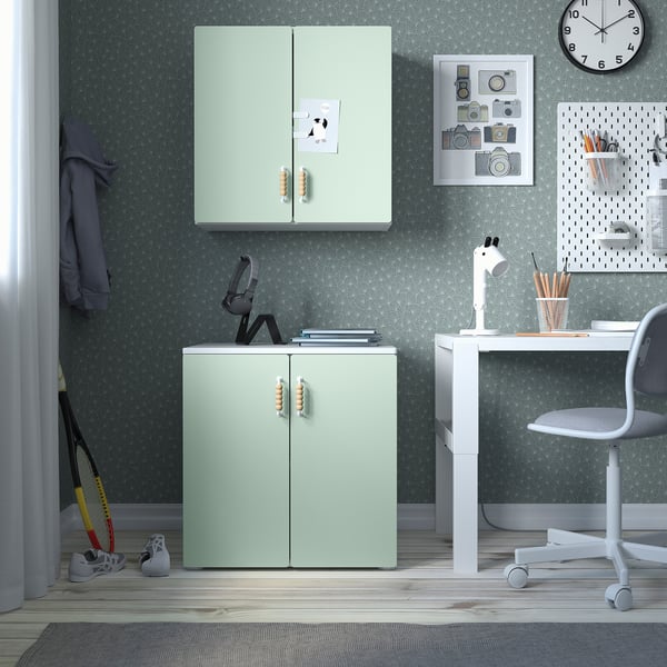 SMÅSTAD - SMÅSTAD Wall cabinet, white light green/with 1 shelf, 60x32x60 cm