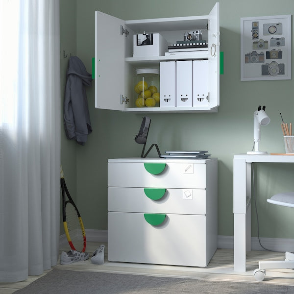 SMÅSTAD - Wall cabinet, white light green/with 1 shelf, 60x32x60 cm