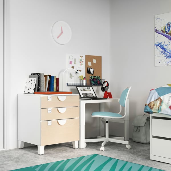 SMÅSTAD / PLATSA - SMÅSTAD / PLATSA Chest of 3 drawers, white/birch, 60x57x63 cm