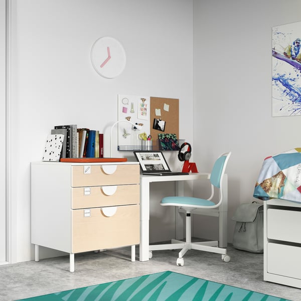 SMÅSTAD / PLATSA - SMÅSTAD / PLATSA Chest of 3 drawers, white/birch, 60x57x63 cm