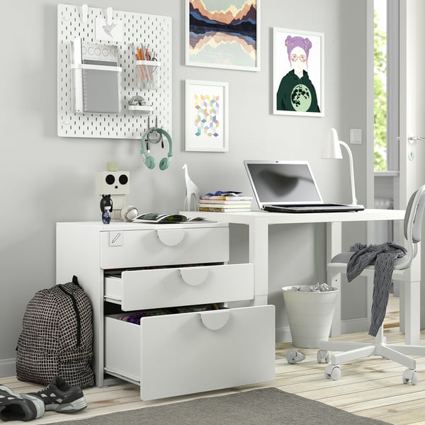 SMÅSTAD / PLATSA - SMÅSTAD / PLATSA Chest of 3 drawers, white/birch, 60x42x63 cm
