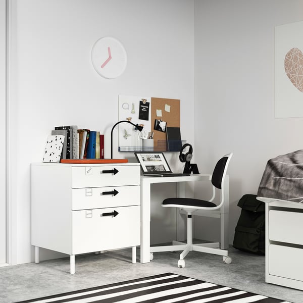 SMÅSTAD / PLATSA - Chest of 3 drawers, white/white, 60x57x63 cm