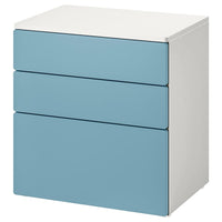 SMÅSTAD / PLATSA - Chest of 3 drawers, white/blue, 60x42x63 cm