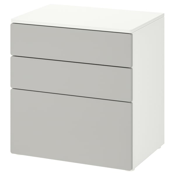 SMÅSTAD / PLATSA chest of 3 drawers, white/grey, 60x42x63 cm