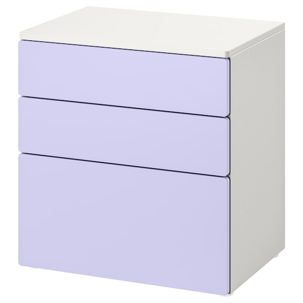 SMÅSTAD / PLATSA - Chest of 3 drawers, white/lilac, 60x42x63 cm