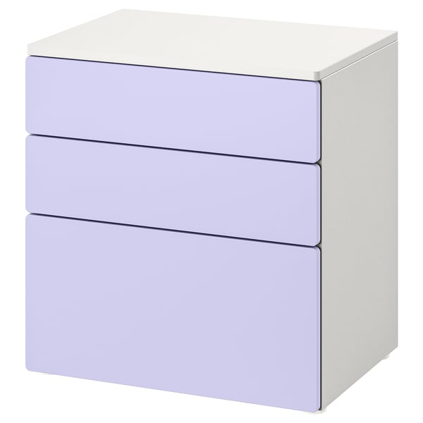 SMÅSTAD / PLATSA chest of 3 drawers, white/lilac, 60x42x63 cm