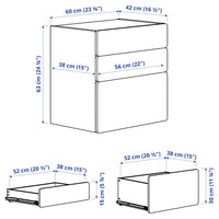 SMÅSTAD / PLATSA - Chest of 3 drawers, white/lilac, 60x42x63 cm
