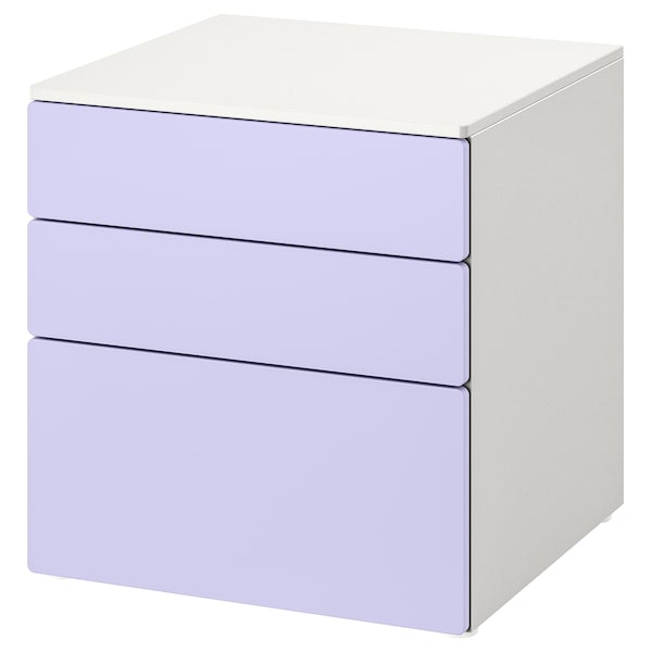 SMÅSTAD / PLATSA - Chest of 3 drawers, white/lilac, 60x57x63 cm