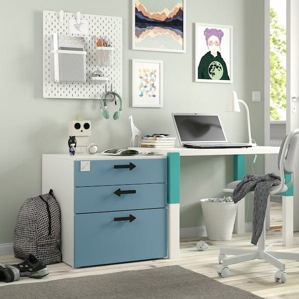 Ikea SMÅSTAD / PLATSA - Chest of 3 drawers, white/blue, 60x57x63 cm