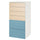 SMÅSTAD / PLATSA - Chest of 6 drawers, white birch/blue, 60x57x123 cm