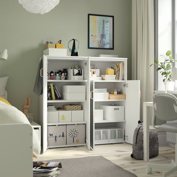 SMÅSTAD / PLATSA - Furniture combination, striped white/black/anthracite white,120x42x123 cm