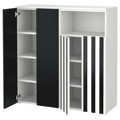 SMÅSTAD / PLATSA - Combinazione di mobili, bianco a righe/nero/bianco antracite,120x42x123 cm