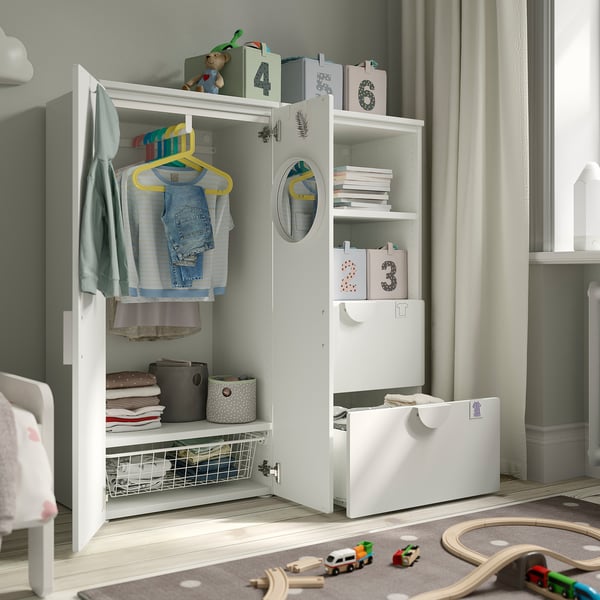 SMÅSTAD / PLATSA - SMÅSTAD / PLATSA Storage combination, white/birch, 120x42x123 cm