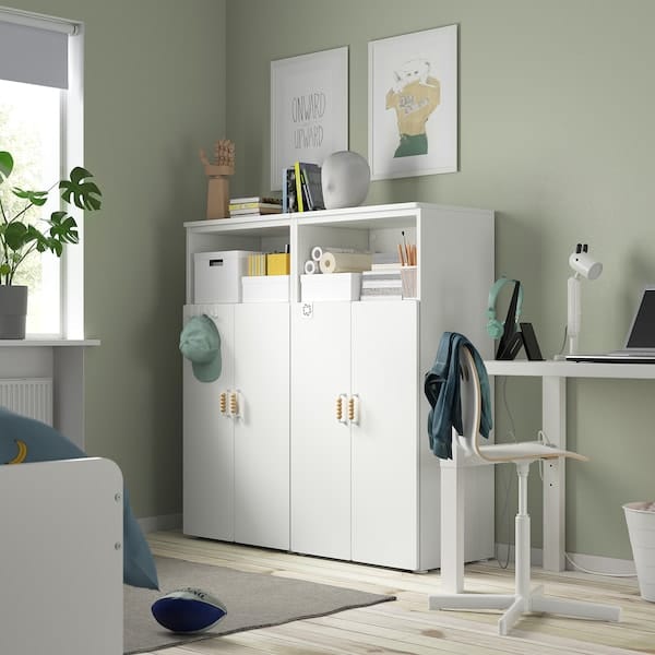 Ikea SMÅSTAD / PLATSA - Storage combination, white/white with 6 shelves, 120x42x123 cm