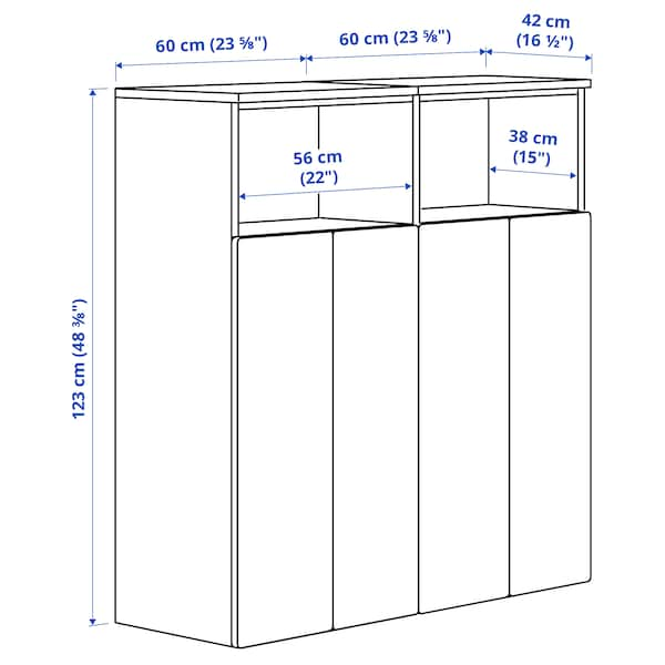 SMÅSTAD / PLATSA - Storage combination, white/blue with 6 shelves, 120x42x123 cm