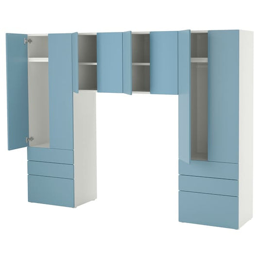 Ikea SMÅSTAD / PLATSA - Storage combination, white/blue, 240x42x181 cm