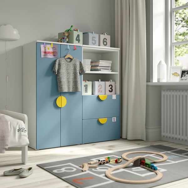 SMÅSTAD / PLATSA - SMÅSTAD / PLATSA Storage combination, white/blue, 120x42x123 cm