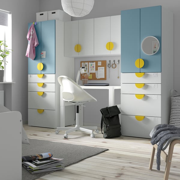 SMÅSTAD / PLATSA - SMÅSTAD / PLATSA Storage combination, white/blue, 240x57x181 cm
