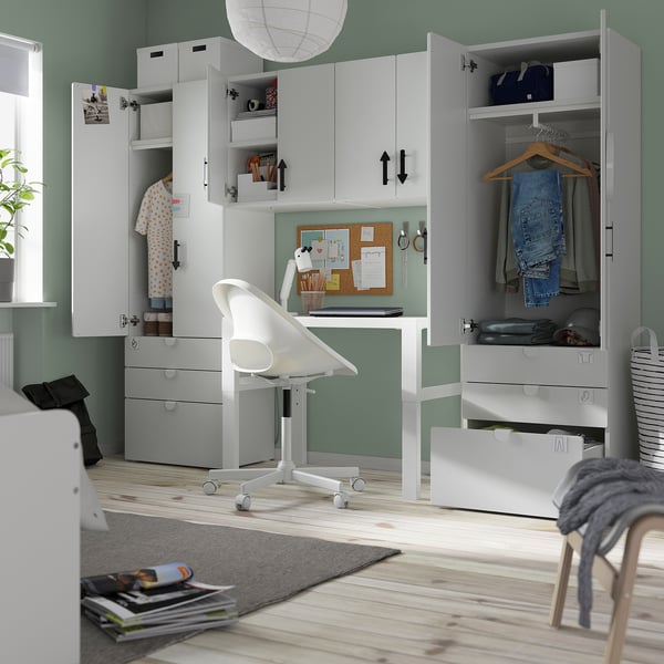 SMÅSTAD / PLATSA - SMÅSTAD / PLATSA Storage combination, white/grey, 240x42x181 cm