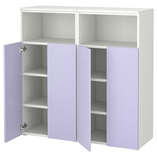 SMÅSTAD / PLATSA - Storage combination, white/lilac with 6 shelves, 120x42x123 cm