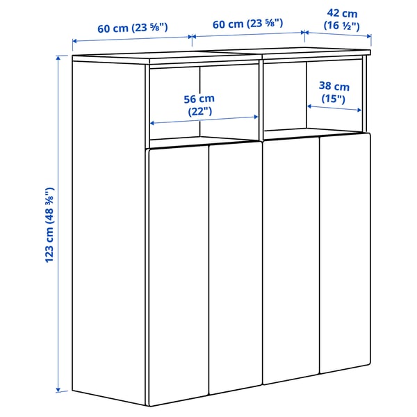 SMÅSTAD / PLATSA storage combination, white/lilac with 6 shelves, 120x42x123 cm