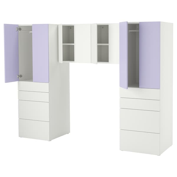 SMÅSTAD / PLATSA - Storage combination, white/lilac, 240x57x181 cm