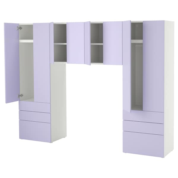 SMÅSTAD / PLATSA - Storage combination, white/lilac, 240x42x181 cm