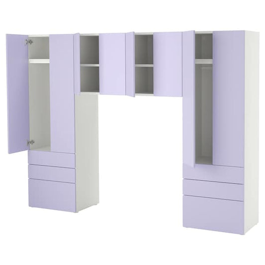 Ikea SMÅSTAD / PLATSA - Storage combination, white/lilac, 240x42x181 cm