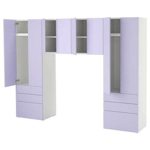 SMÅSTAD / PLATSA storage combination, white/lilac, 240x42x181 cm